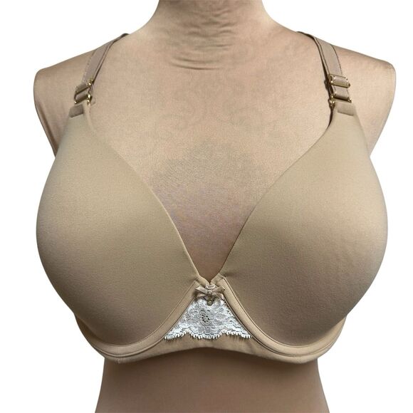 Soma Embraceable Full Coverage Lace Trim Bra- 40D  Tan Racerback Underwire - Picture 1 of 8